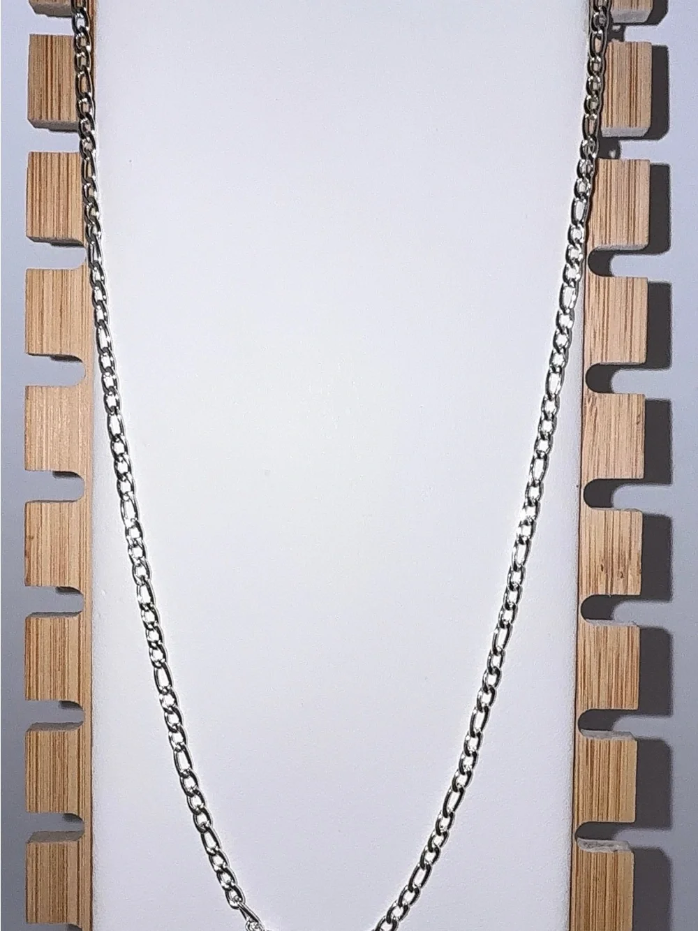 Stainless Steel Silver Figaro Chain Necklace - Shiny Silver 18”
